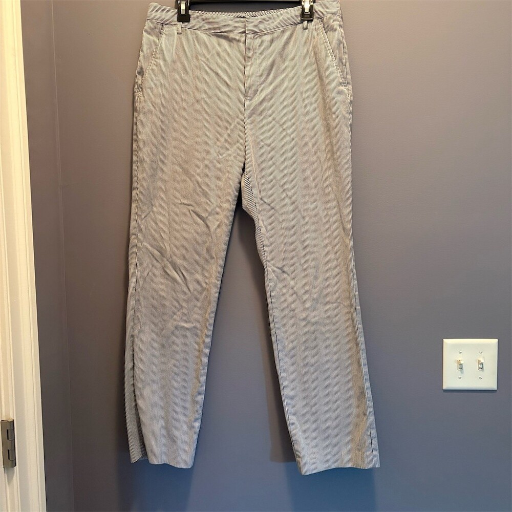 Chaps Dress Pants Womens Size 12 Black & White Pinstripe Straight Leg